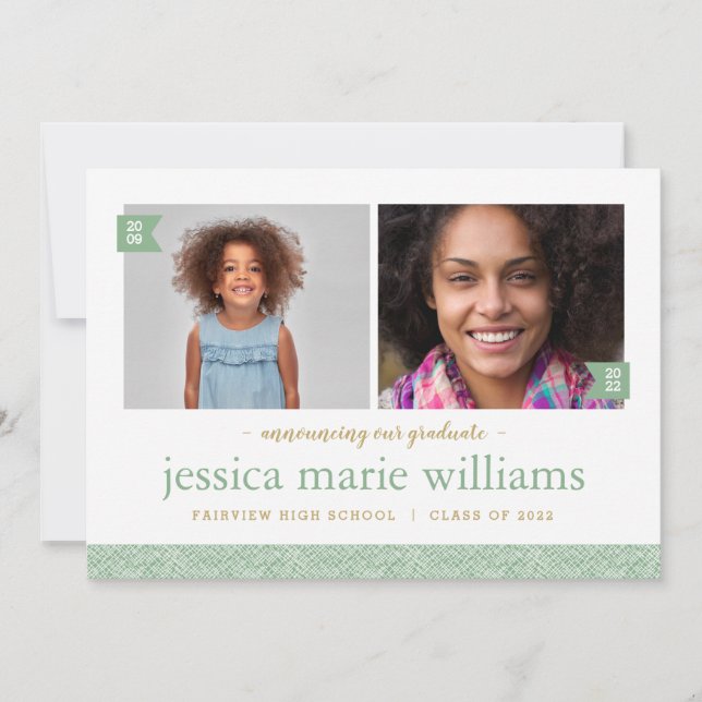 Invitation Alors et maintenant 2 Photo Graduation Party Invit (Devant)