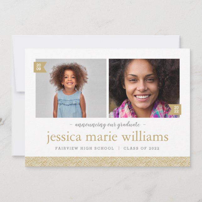 Invitation Alors et maintenant 2 Photo Graduation Party Invit (Devant)