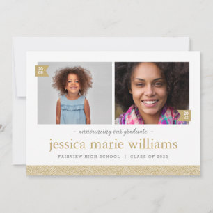 Invitation Alors et maintenant 2 Photo Graduation Party Invit