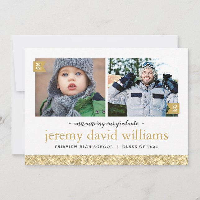 Invitation Alors et maintenant 2 Photo Graduation Party Invit (Devant)