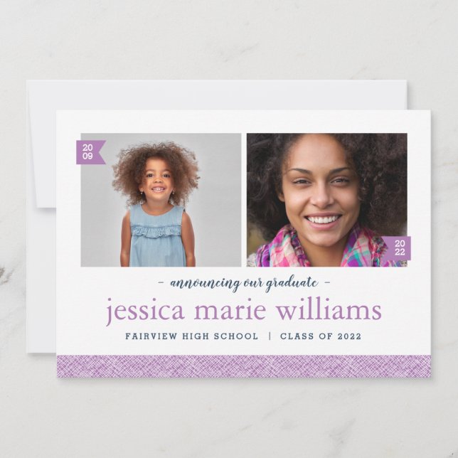 Invitation Alors et maintenant 2 Photo Graduation Party Invit (Devant)