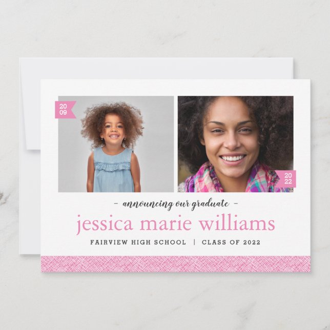 Invitation Alors et maintenant 2 Photo Graduation Party Invit (Devant)