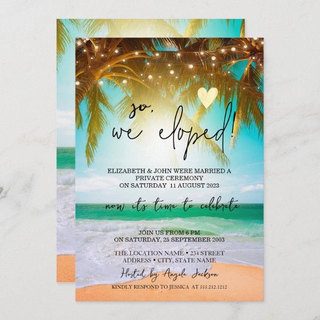 Invitation Alors Nous Avons Été, Mariage De Palmiers De Plage (Devant / Derrière)