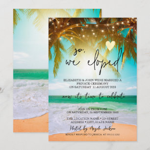 Invitation Alors nous nous sommes enfuis, mariage à la plage