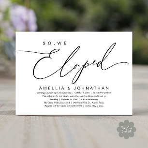 Invitation Alors, nous nous sommes enfuis, mariage romantique