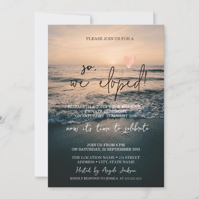 Invitation Alors nous nous sommes mariés, Mariage sur une pla (Devant)