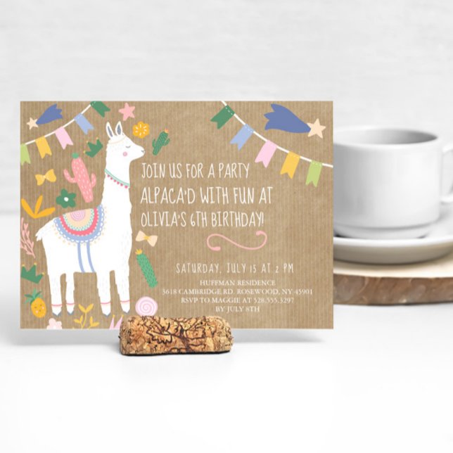 Invitation Alpaca avec fête d'anniversaire amusante (Créateur téléchargé)