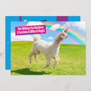 Invitation Alpaca Unicorne sous ciel ouvert