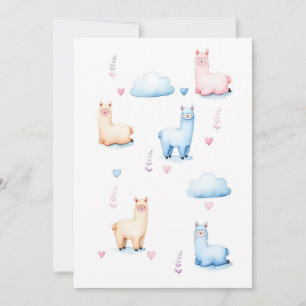 Invitation Alpacas mignons et nuages