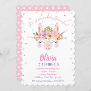 Invitation Alpaga de filles d'invitations d'anniversaire