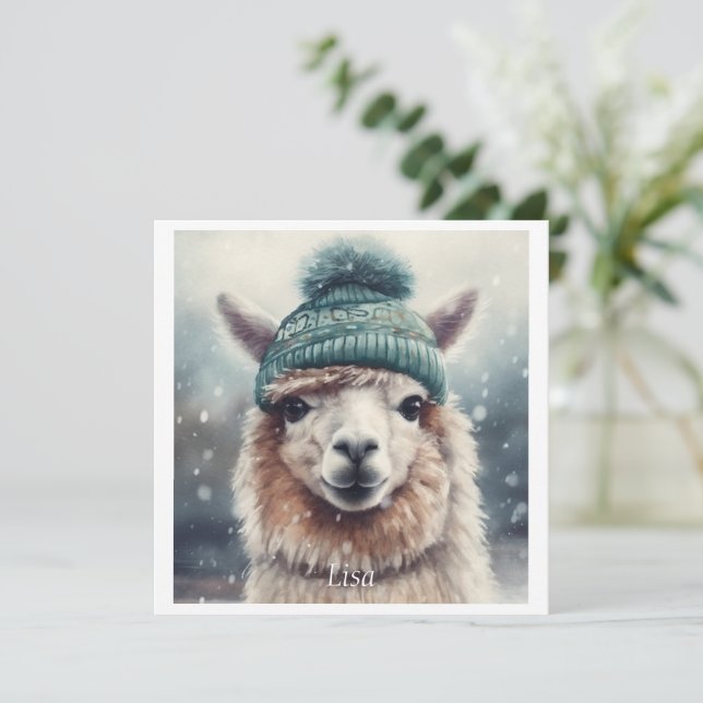 Invitation Alpaga doux d'hiver, sur mesure (Debout devant)