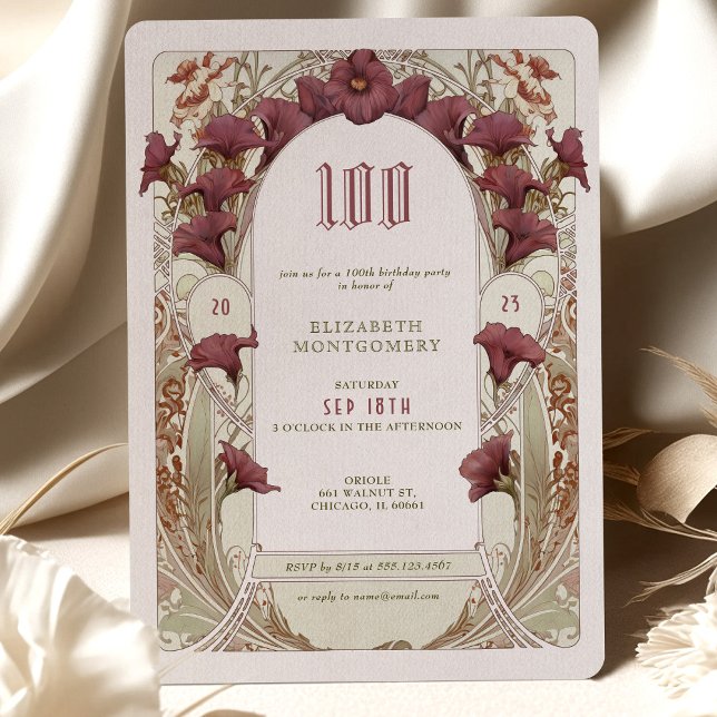 Invitation Alphonse Mucha 100e anniversaire Art Nouveau Folia (Créateur téléchargé)