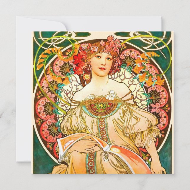 Invitation Alphonse Mucha Art Nouveau Daydream (Devant)