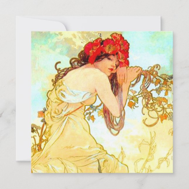 Invitation Alphonse Mucha Art Nouveau Été (Devant)