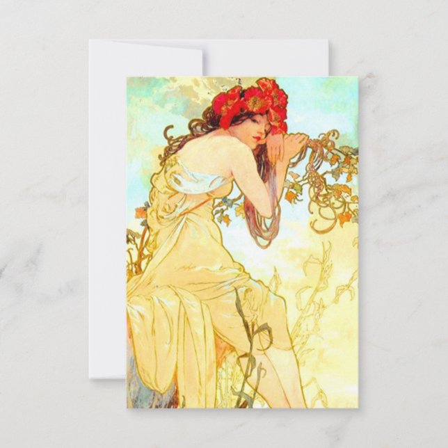 Invitation Alphonse Mucha Art Nouveau Été (Devant)