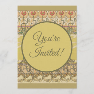 Invitation Alphonse Mucha Papiers Peints Floraux Art Nouveau 
