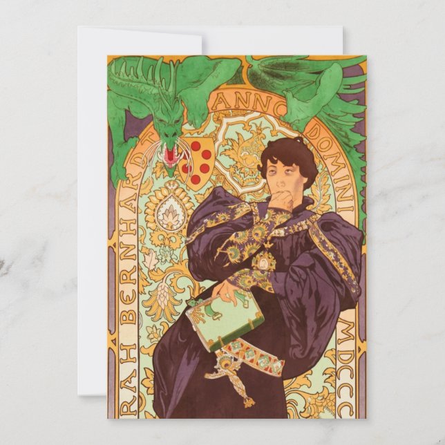 Invitation Alphonse Mucha Prince et Dragon (Devant)