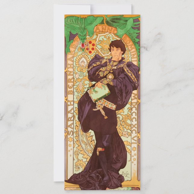 Invitation Alphonse Mucha Prince et Dragon (Devant)