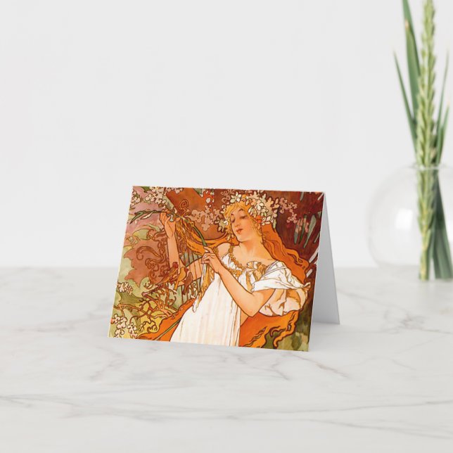 Invitation Alphonse Mucha Printemps Art Nouveau (Devant)