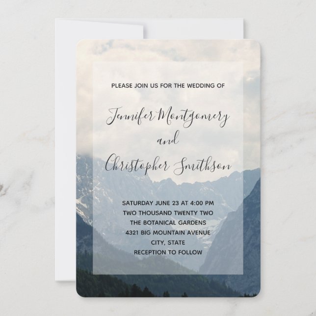 Invitation Alpine Mountains Nature Mariage campagnard photo (Devant)