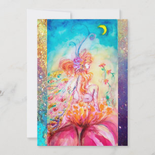 Invitation ALTHEA, monogramme rose bleu jaune vert scintillem