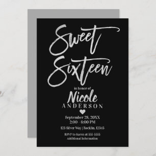Invitation Aluminium de gris argenté du SWEET SIXTEEN 16 et