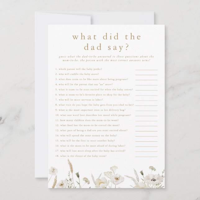 Invitation ALYSSA Qu'Est-Ce Que Le Père A Dit Baby shower Gam (Devant)