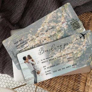 Invitation AMALFI Boarding Pass Destination Wedding Code QR