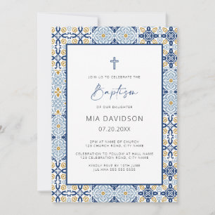 Invitation Amalfi Carrelage jaune Baptême méditerranéen