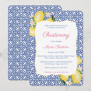 Invitation Amalfi Citrons Italien Fille Christening Célébrati