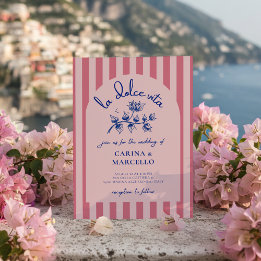 Invitation Amalfi Coast Amore Bougainvillea Stripe Wedding