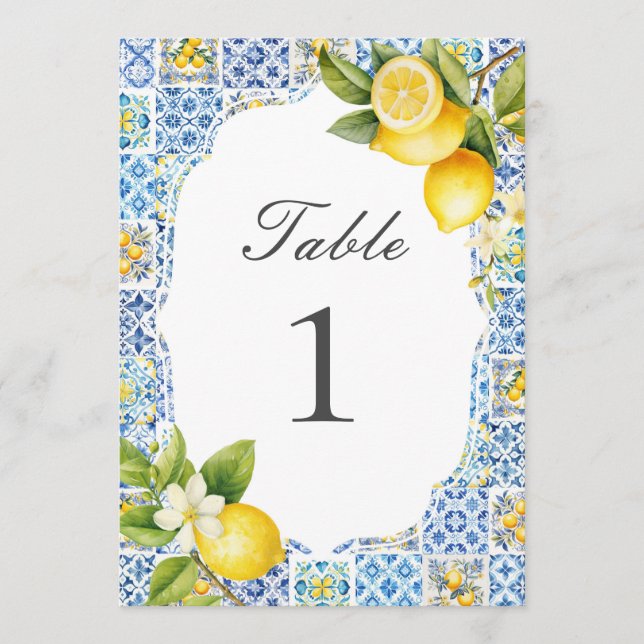 Invitation Amalfi Coast Italian Lemon Table Numbers (Devant)