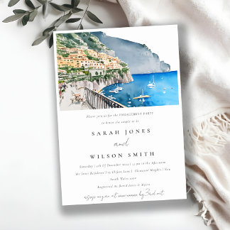 Invitation Amalfi Coast Italie Aquarelle Fiançailles Paysage