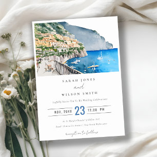 Invitation Amalfi Coast Italie Aquarelle Mariage Paysage
