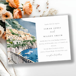 Invitation Amalfi Coast Italie Aquarelle Mariage Paysage
