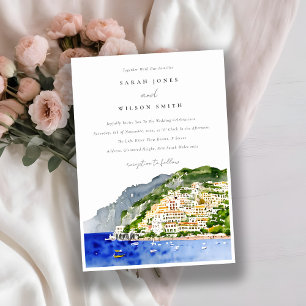 Invitation Amalfi Coast Italie Aquarelle Mariage Paysage