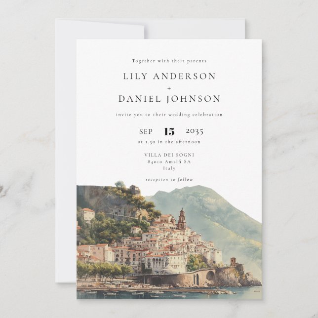Invitation Amalfi Italian Destination Photo Wedding (Devant)