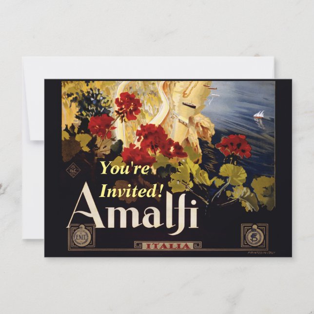 Invitation Amalfi Italie Poster de voyage Graphique d'art (Devant)