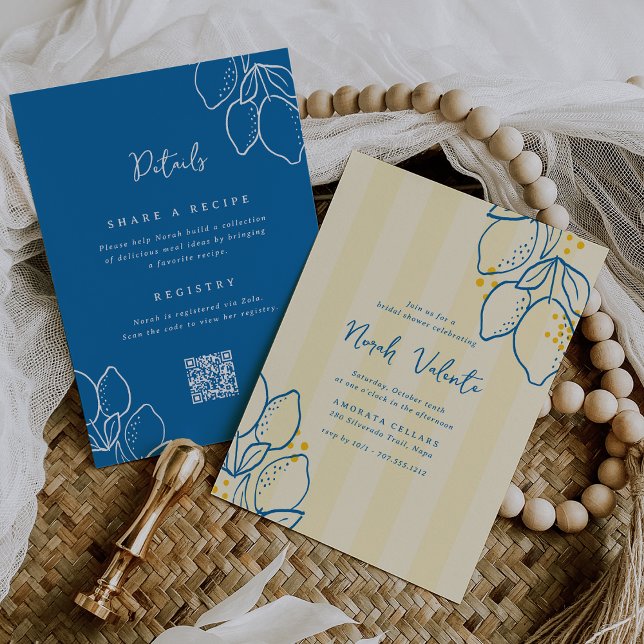 Invitation Amalfi Lemon All-in-One Handwritten Bridal Shower (Créateur téléchargé)