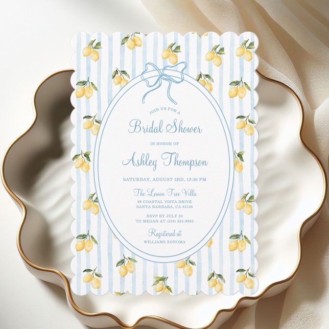 Invitation Amalfi Lemon et Bow Fête des mariées (Créateur téléchargé)