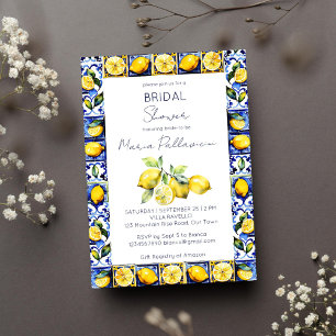 Invitation Amalfi Positano tuiles bleues citrons douche nupti