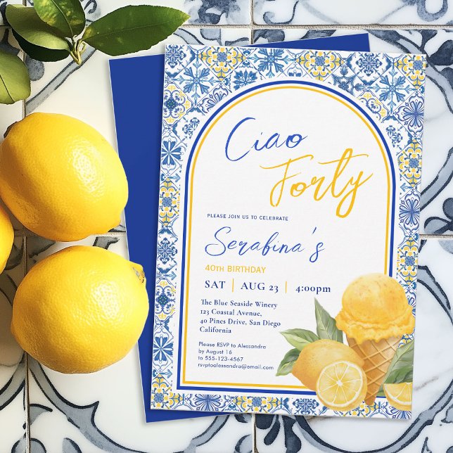 Invitation Amalfi Tiles Italien 40e anniversaire fête (Créateur téléchargé)