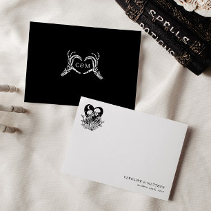 Invitation Amants jusqu'à la mort squelettes et roses merci