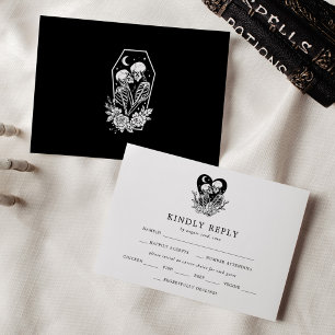 Invitation Amants jusqu'à la mort Squelettes et roses Réponse
