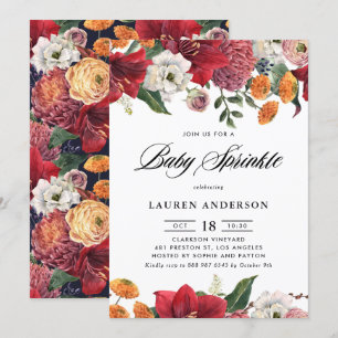 Invitation Amaryllis botanique et mamans Floral Baby Sprinkl