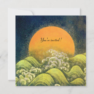 Invitation AMATERASU, DÉESSE DU SOLEIL, jaune vert noir