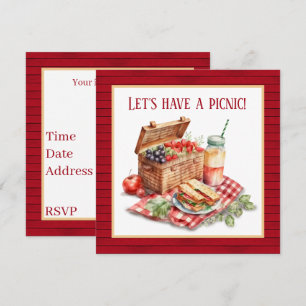 Invitation Amateurs de pique-nique en bois de Faux