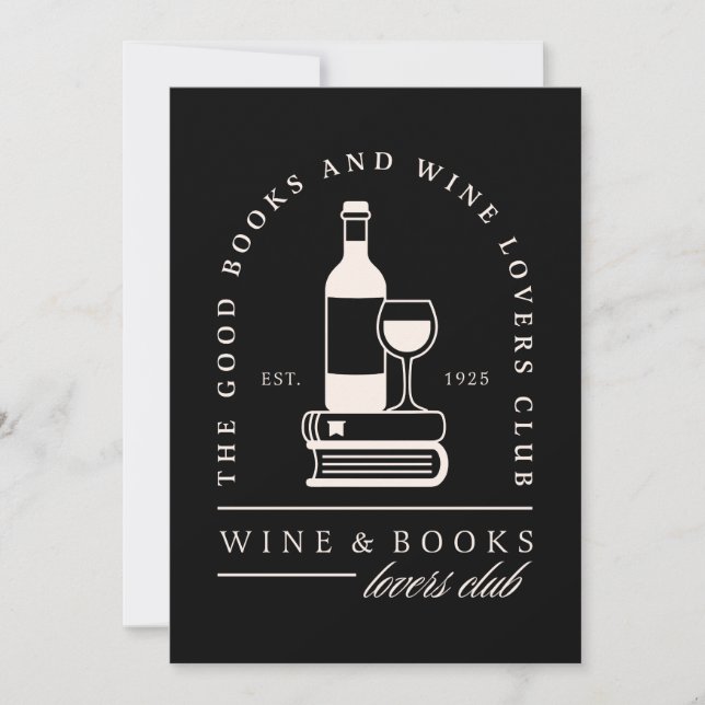 Invitation Amateurs de vin et de livres, lecture de soirée en (Devant)