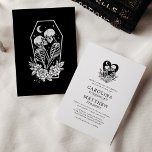 Invitation Amateurs jusqu'à la mort Skeletons & Mariage Rose<br><div class="desc">Nos Faire-part de mariage de squelette gothique "Lovers Jusqu'à la mort" donnent le ton pour un événement unique et inoubliable. Avec son design fantaisiste mais élégant, qui met en vedette les amateurs de squelettes entrelacés, cette invitation promet une soirée d'amour, de rire et une touche de macabre. Parfait pour les...</div>