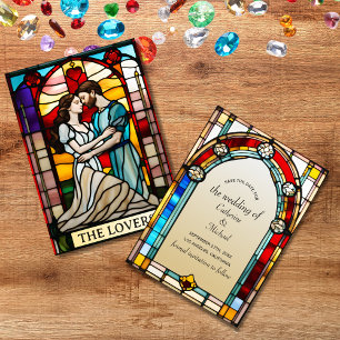 Invitation Amateurs Tarot Verre Tiré Style Mariage européen